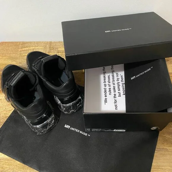 United Nude Space Kick Jet Lo, Black Marble Sneakers - Lightly Worn